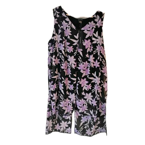 Adele & May Tops - Adele And May Women’s Size XL Layered Blouse Asymmetrical Purple Flowers Whimsy